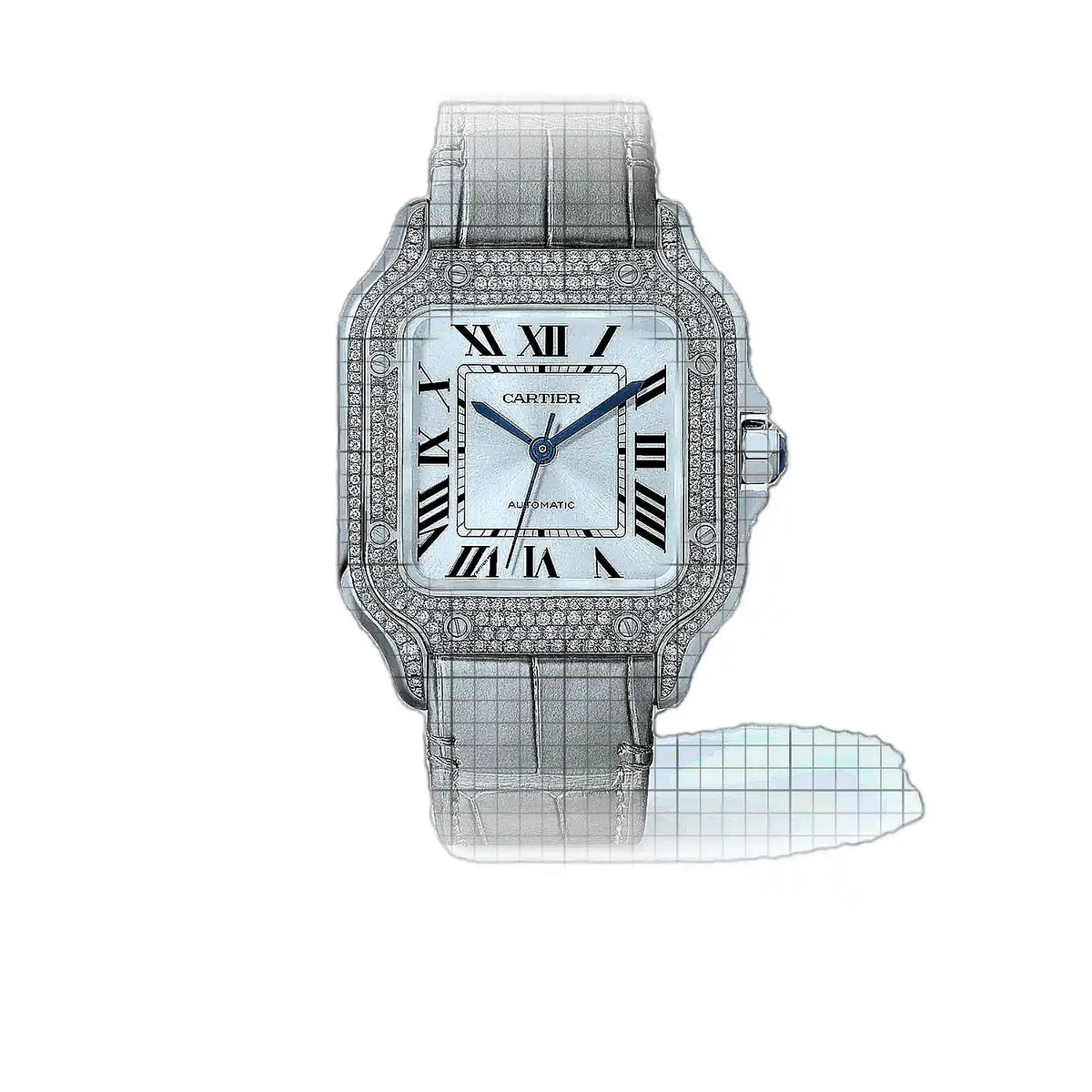 Cartier Santos WJSA0014 Silber Zifferblatt Weiß Gold 42 mm Uhr