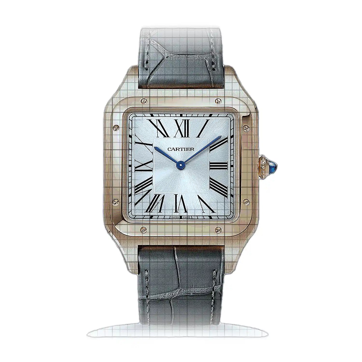 Cartier Santos Dumont XL WGSA0032 Silver Dial Rose gold 34mm Watch