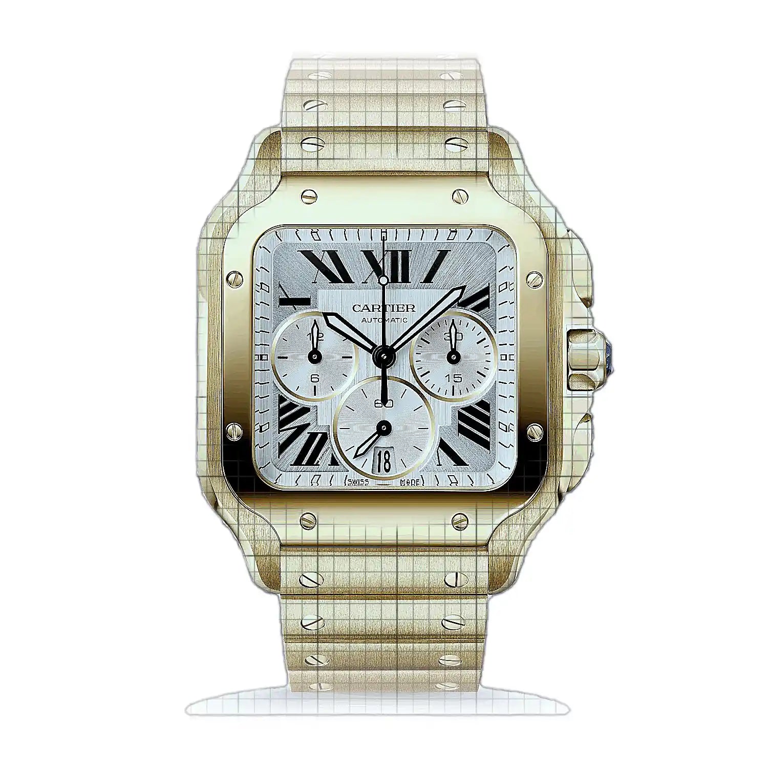 Cartier Santos de Cartier WGSA0110 Silver Dial Yellow gold 47mm Watch