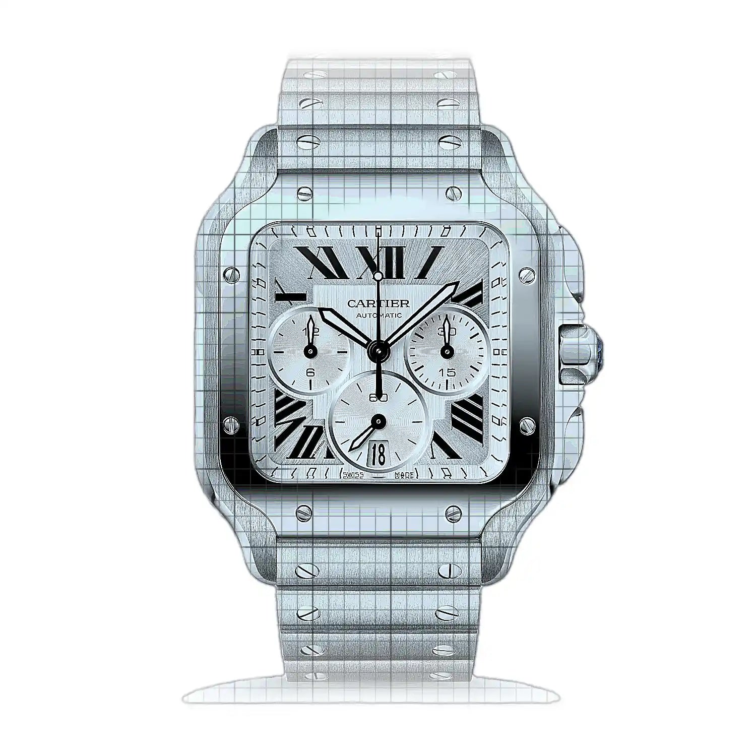 Cartier Santos de Cartier WSSA0083 Silver Dial Stainless steel 47mm Watch