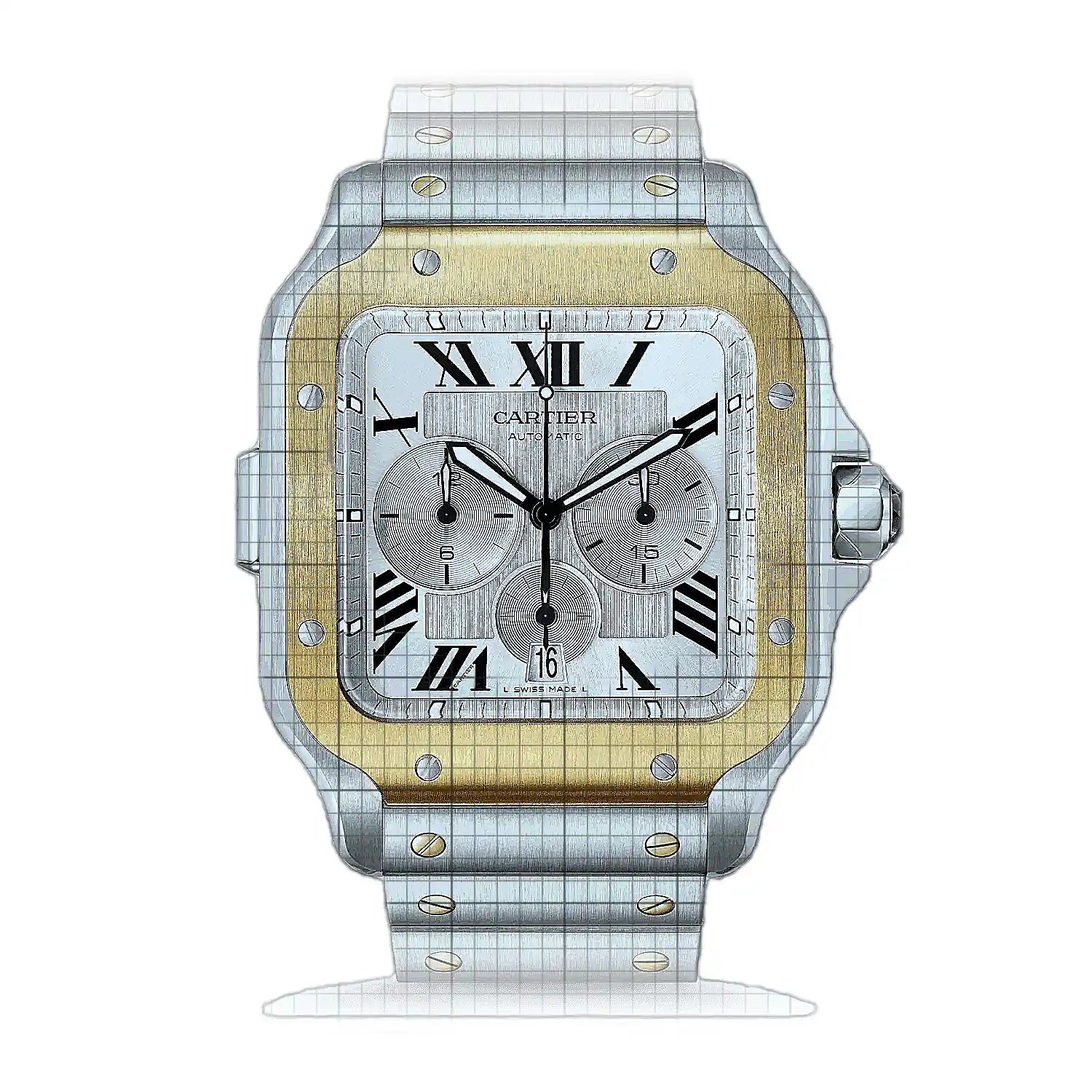 Cartier Santos de Cartier Chronograph XL W2SA0008 Silver Dial Stainless steel 45mm Watch