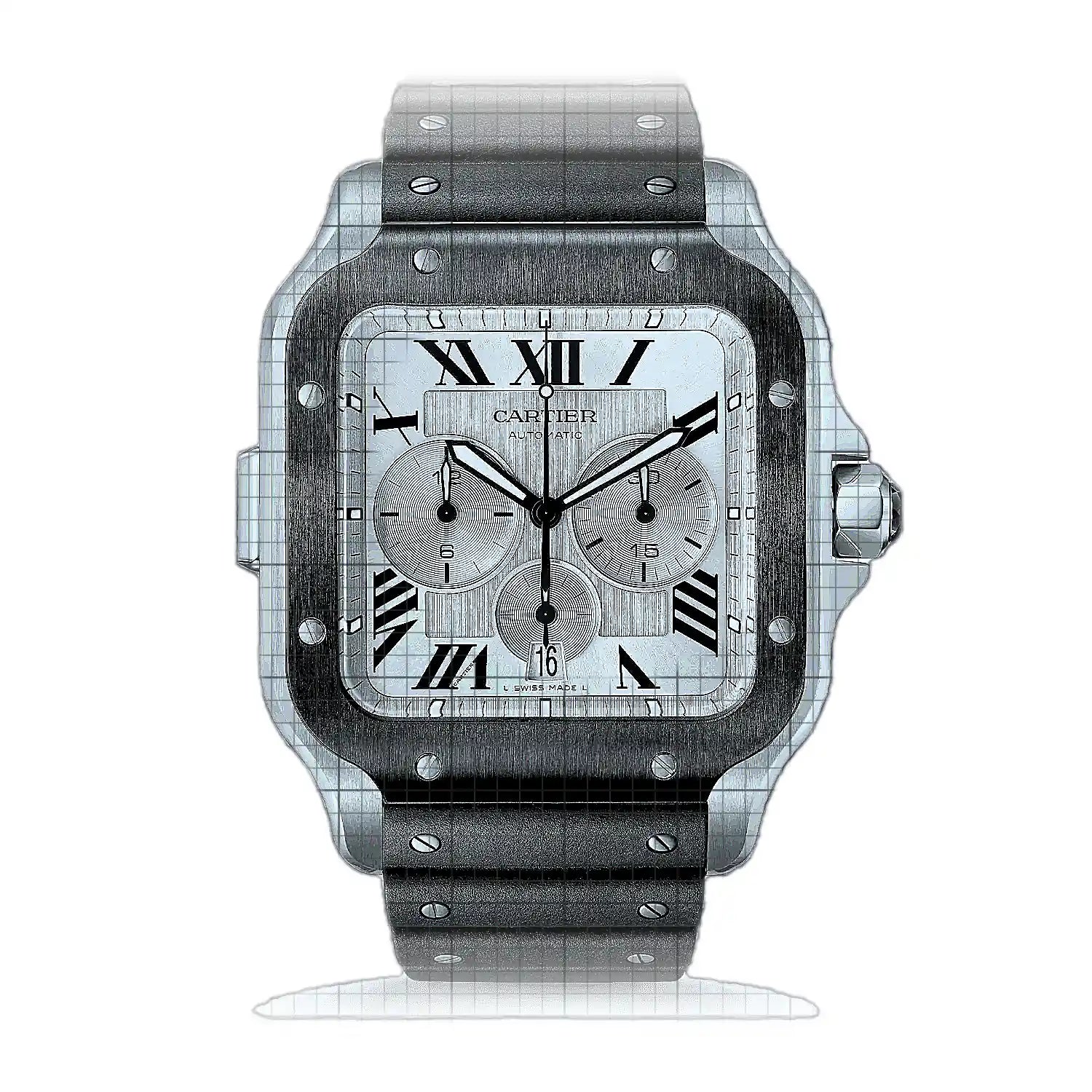 Cartier Santos de Cartier Chronograph XL WSSA0017 Silver Dial Stainless steel 45mm Watch