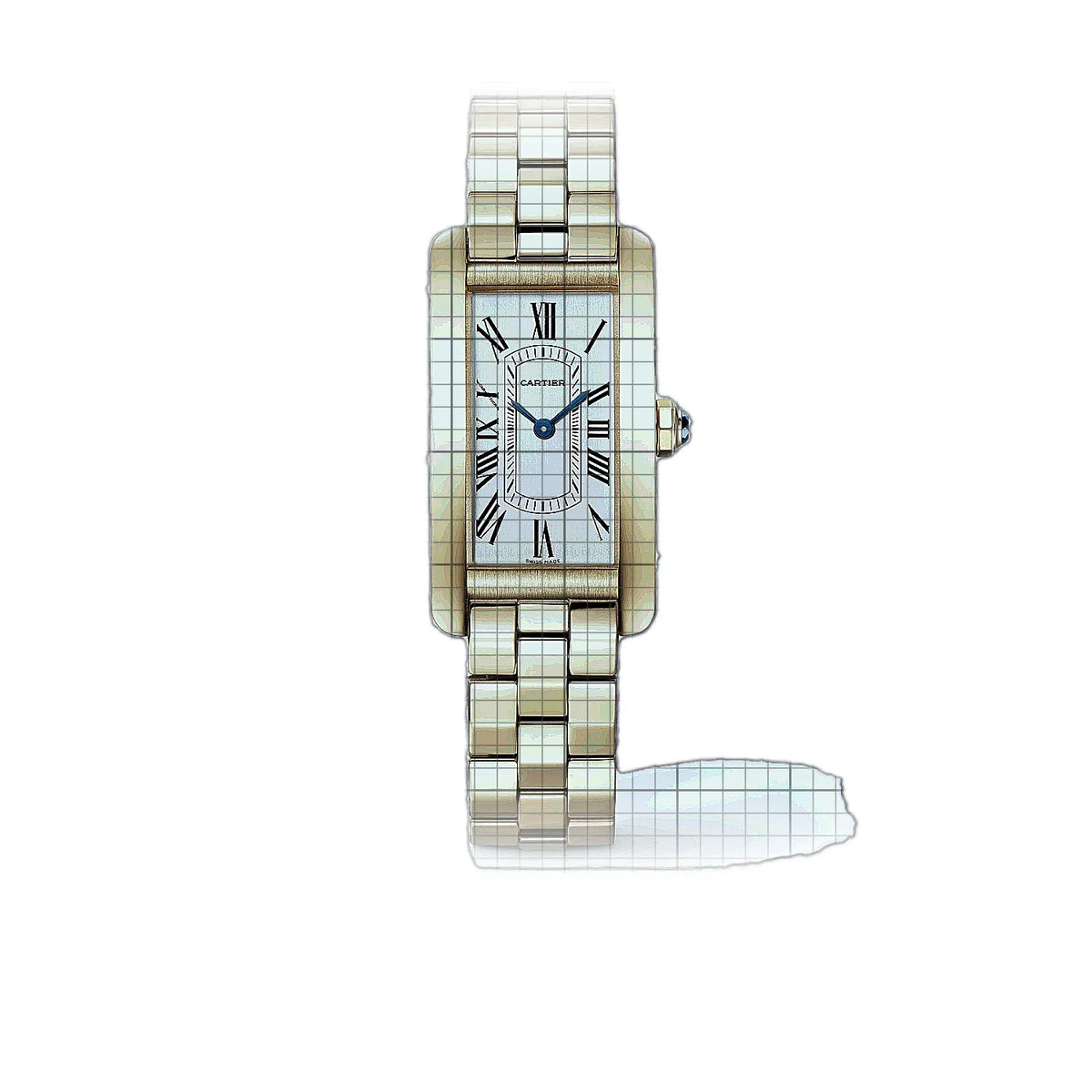 Cartier Tank WGTA0406 Silber Zifferblatt aus Gelbgold, 35 mm Uhr