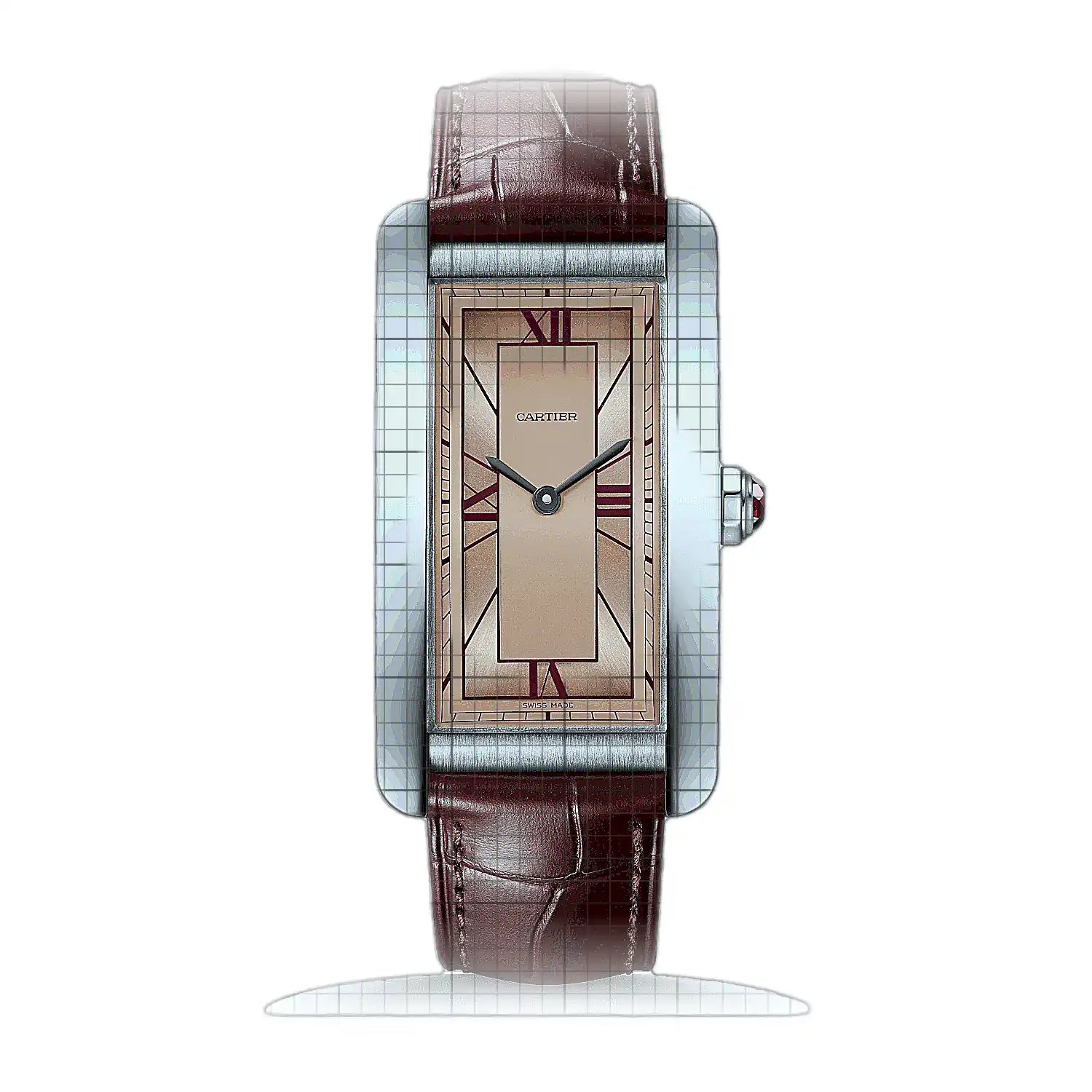Cartier Tank Americaine Large Model WGTA0297 Pink Dial Platinum 24mm Watch