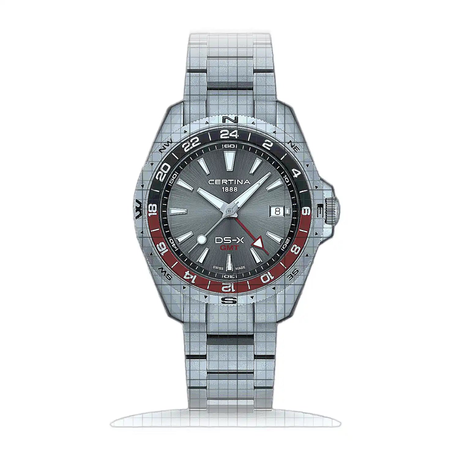 Certina DS-X GMT C047.452.11.081.01 Grey Dial Stainless steel 41mm Watch