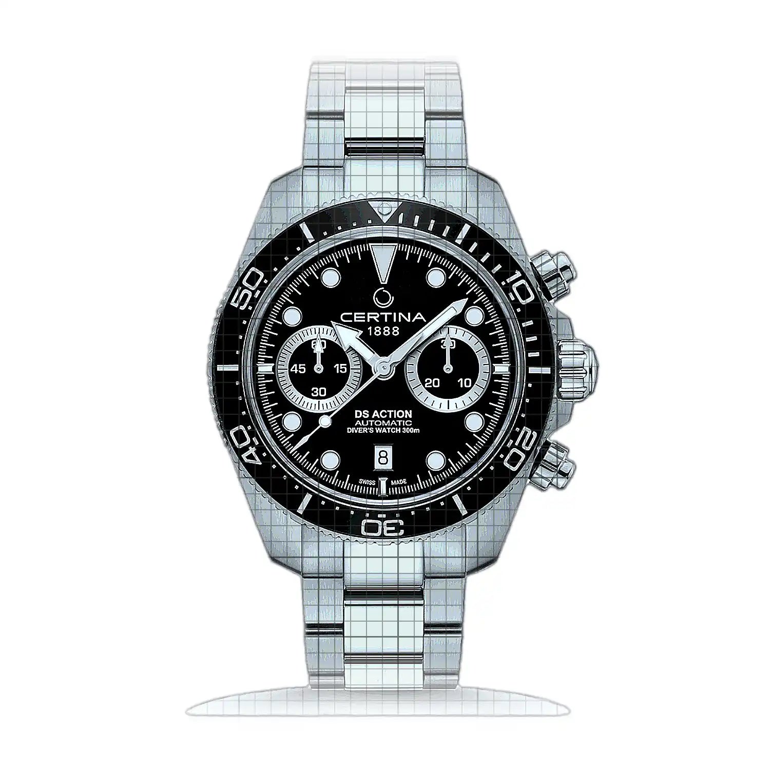 Certina DS Action Diver Chrono C032.827.11.051.00 Black Dial Stainless steel 45mm Watch