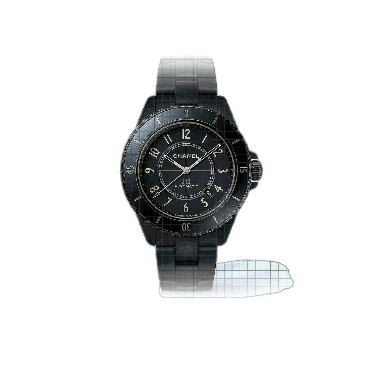 Chanel J12 H11060 horloge met zwarte wijzerplaat en keramische kast, 42 mm
