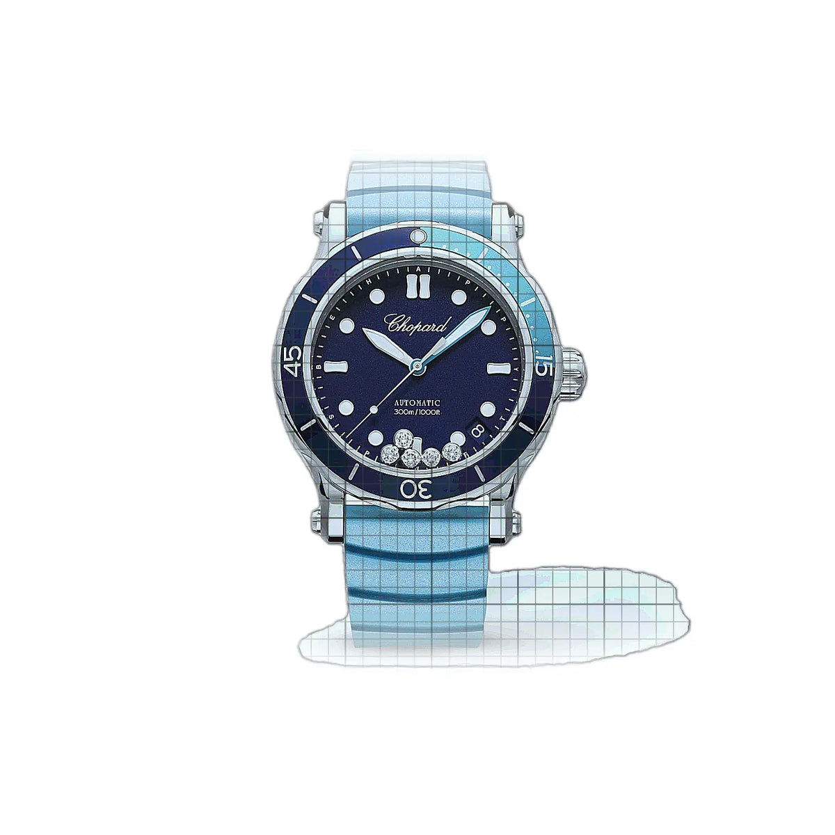 Montre Chopard Happy Sport 278587-3001, cadran bleu, acier inoxydable 40mm