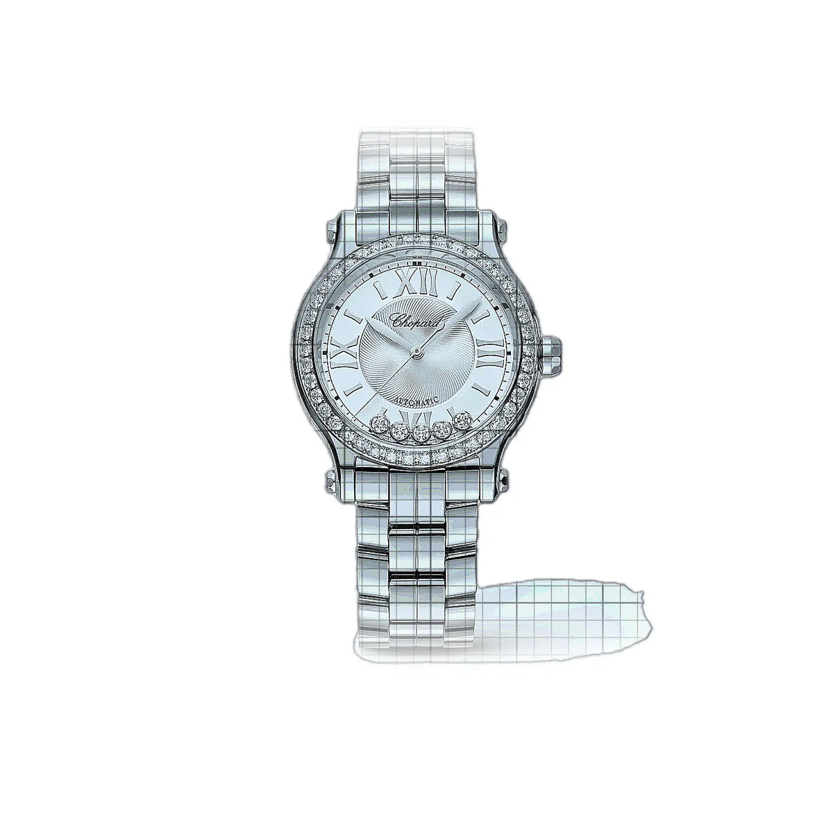 Chopard Happy Sport 278608-3004 Horloge met zilveren wijzerplaat, roestvrij staal, 33 mm