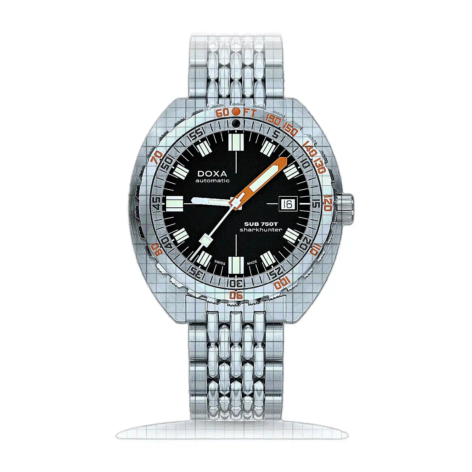 Doxa SUB 750T Sharkhunter 825.10.101.10 Black Dial Stainless steel 45mm Watch