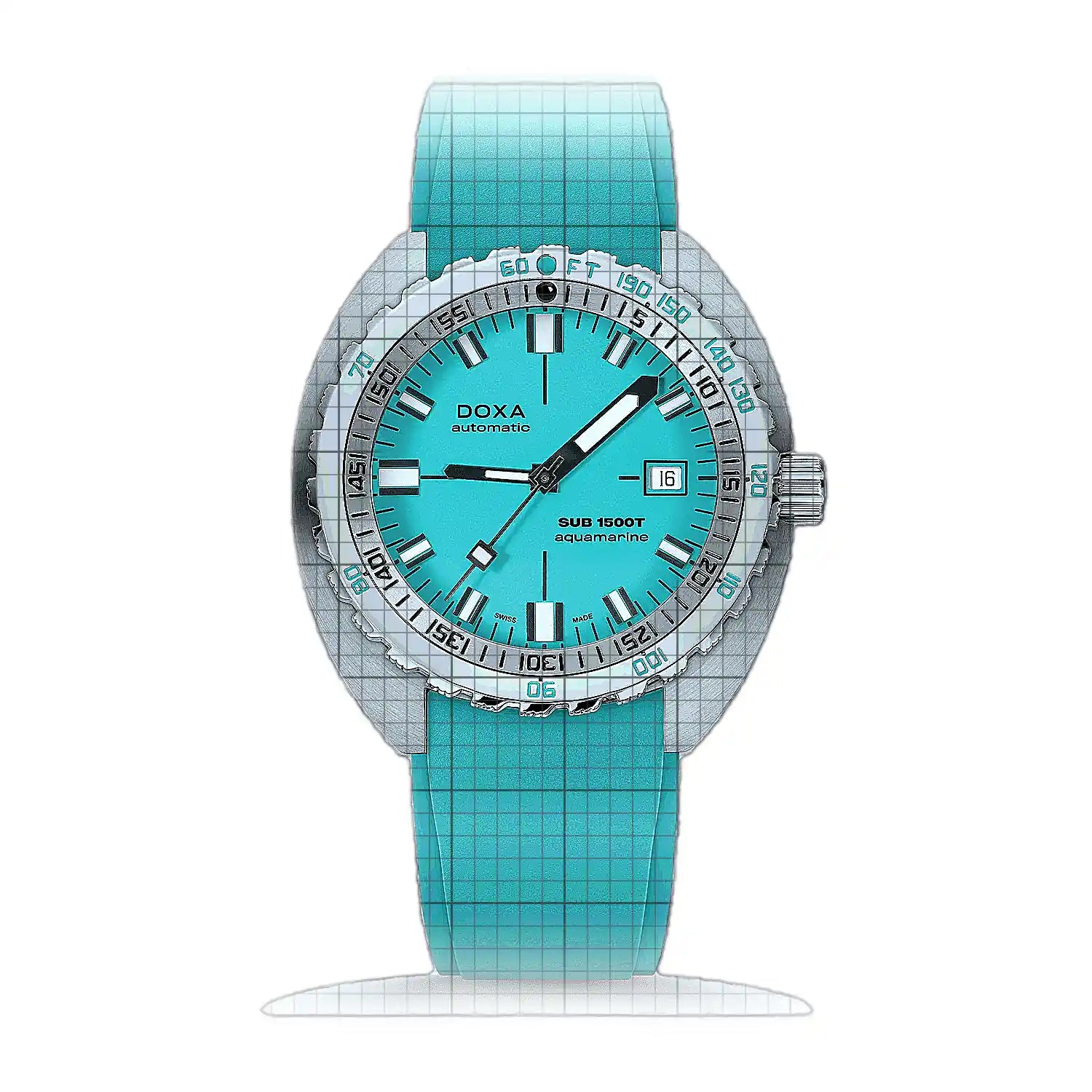 Doxa Sub 1500T Aquamarine 883.10.241.25 Turquoise Dial Stainless steel 45mm Watch