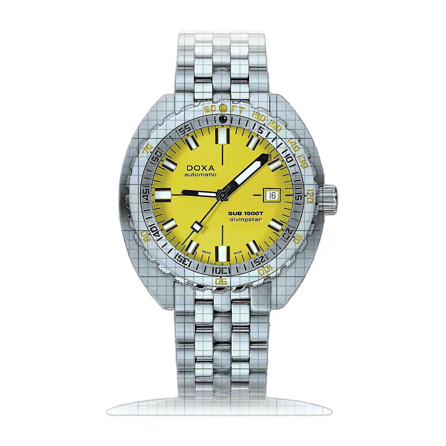 Doxa Sub 1500T Divingstar 883.10.361.10 Yellow Dial Stainless steel 45mm Watch
