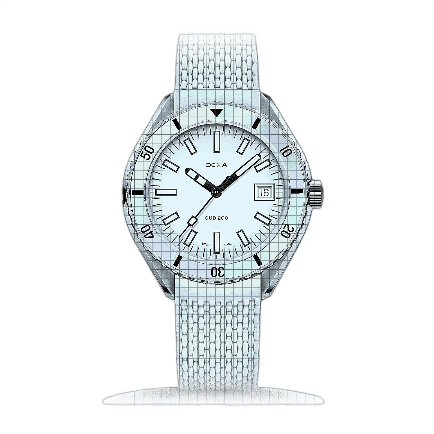 Doxa Sub 200 Whitepearl 799.10.011.23 White Dial Stainless steel 42mm Watch