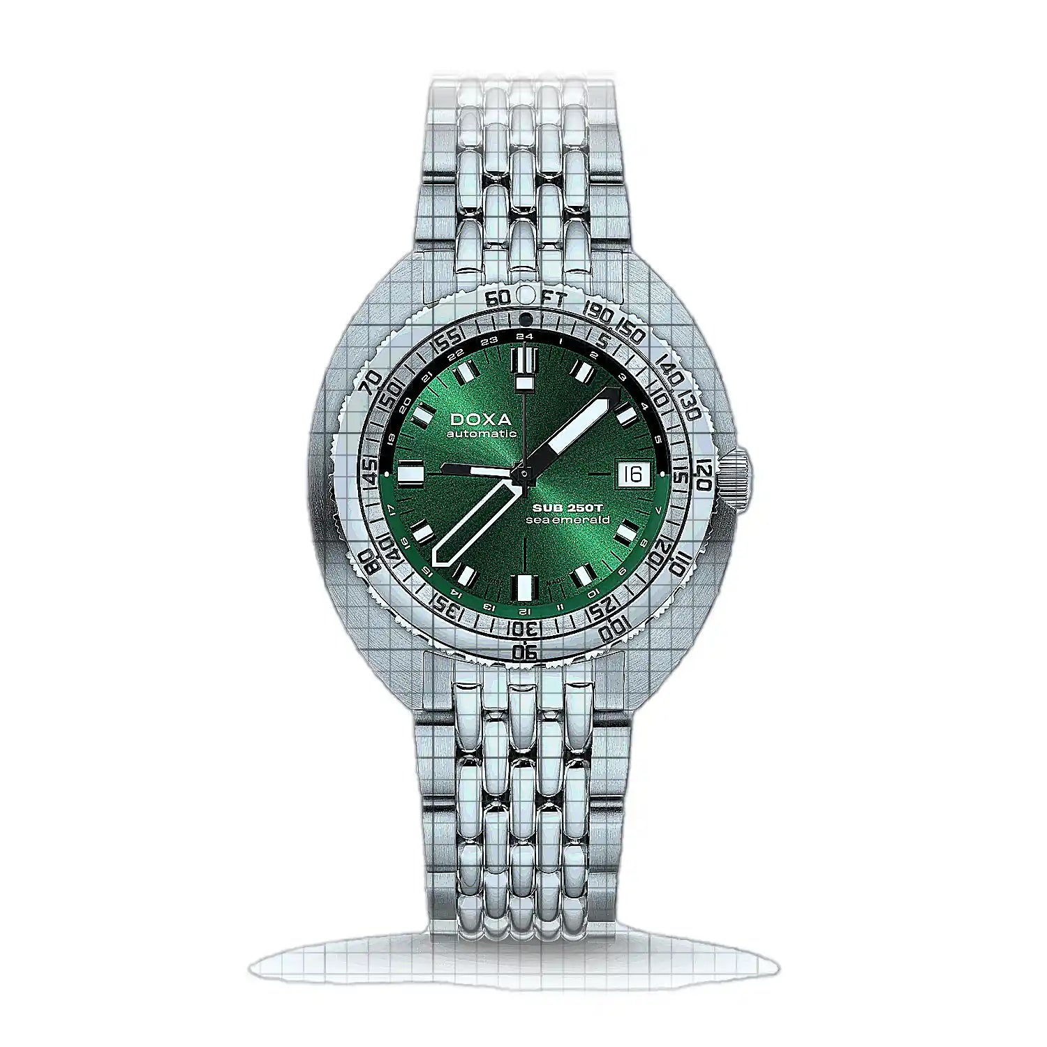 Doxa Sub 250T GMT Sea Emerald 855.10.131.10 Green Dial Stainless steel 40mm Watch