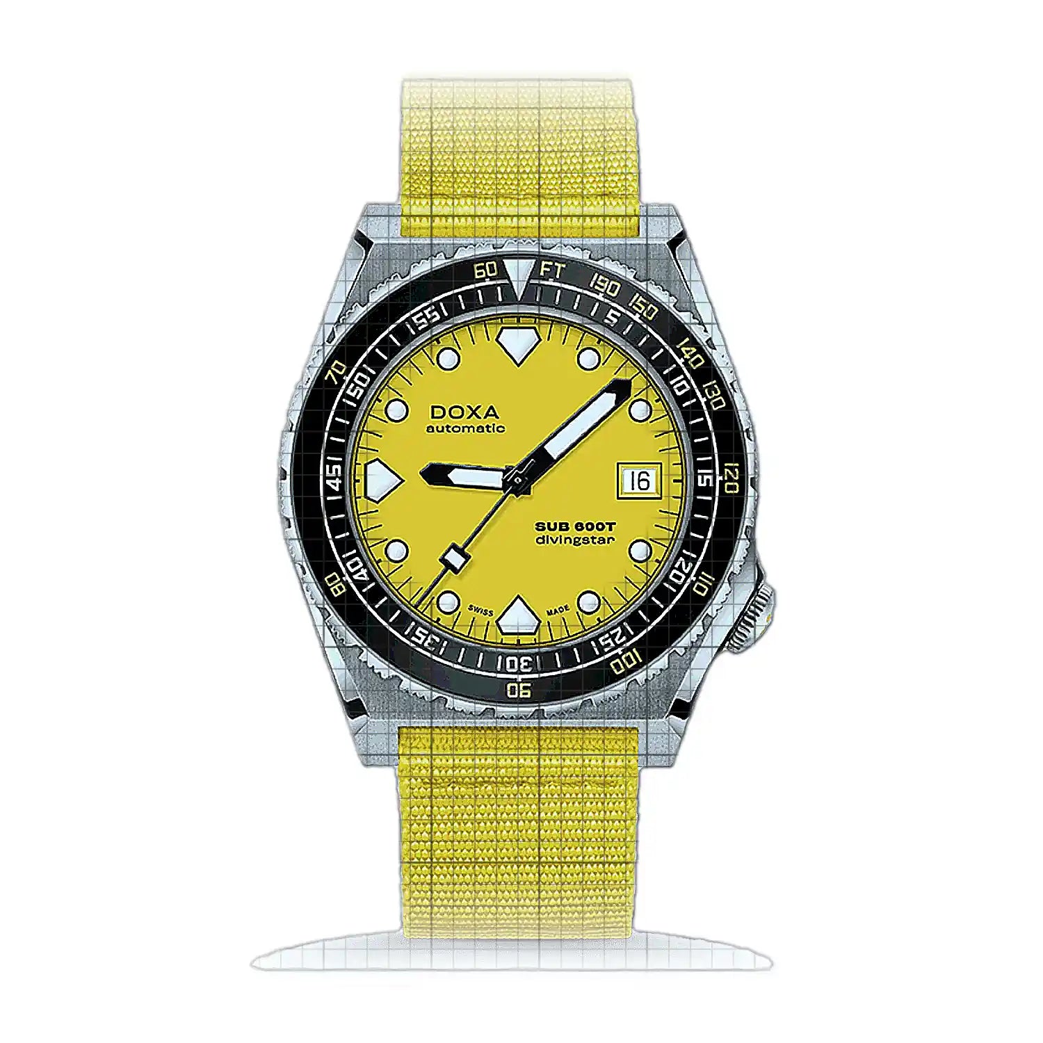 Doxa Sub 600T Divingstar 861.10.361.31 Yellow Dial Stainless steel 40mm Watch