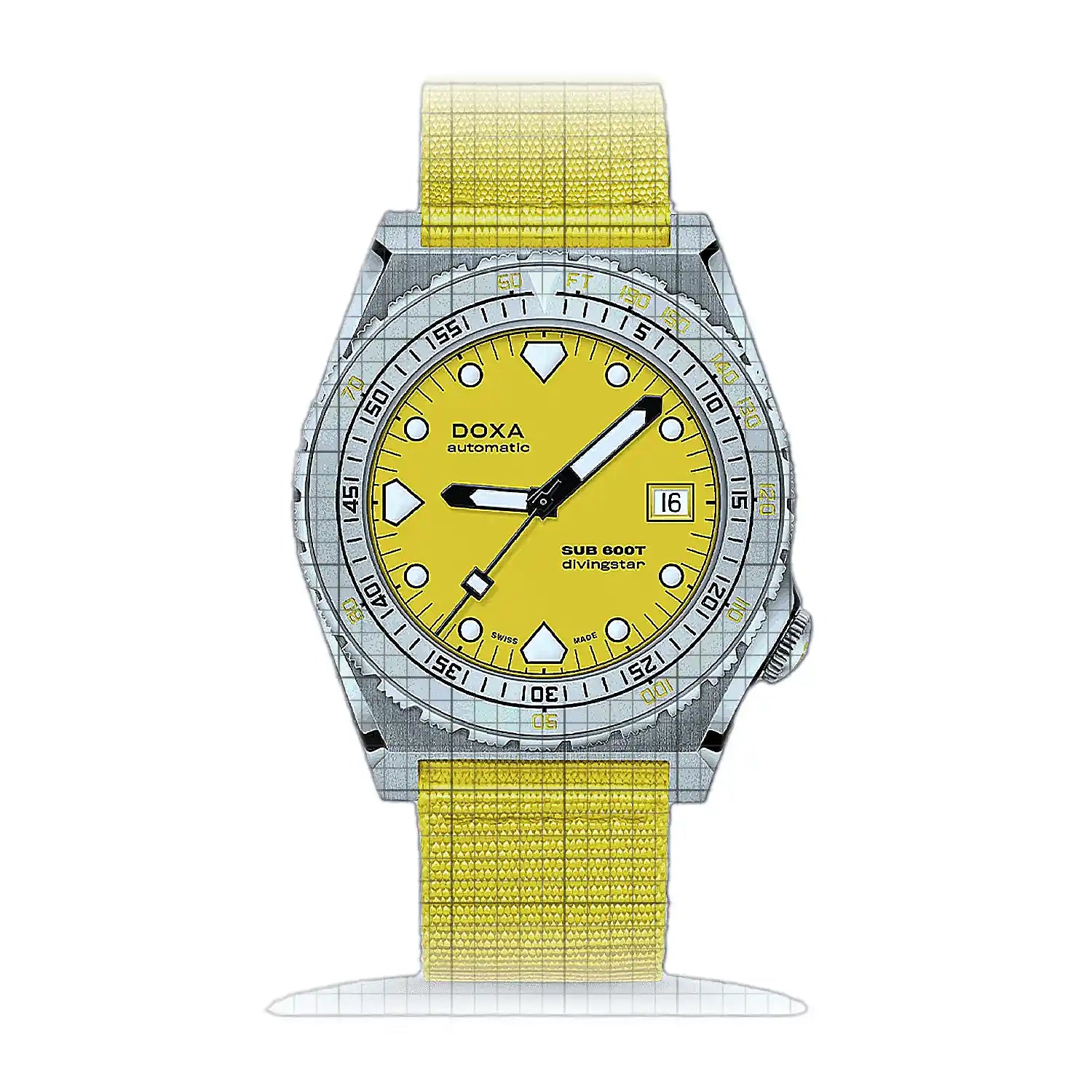 Doxa Sub 600T Divingstar 862.10.361.31 Yellow Dial Stainless steel 40mm Watch