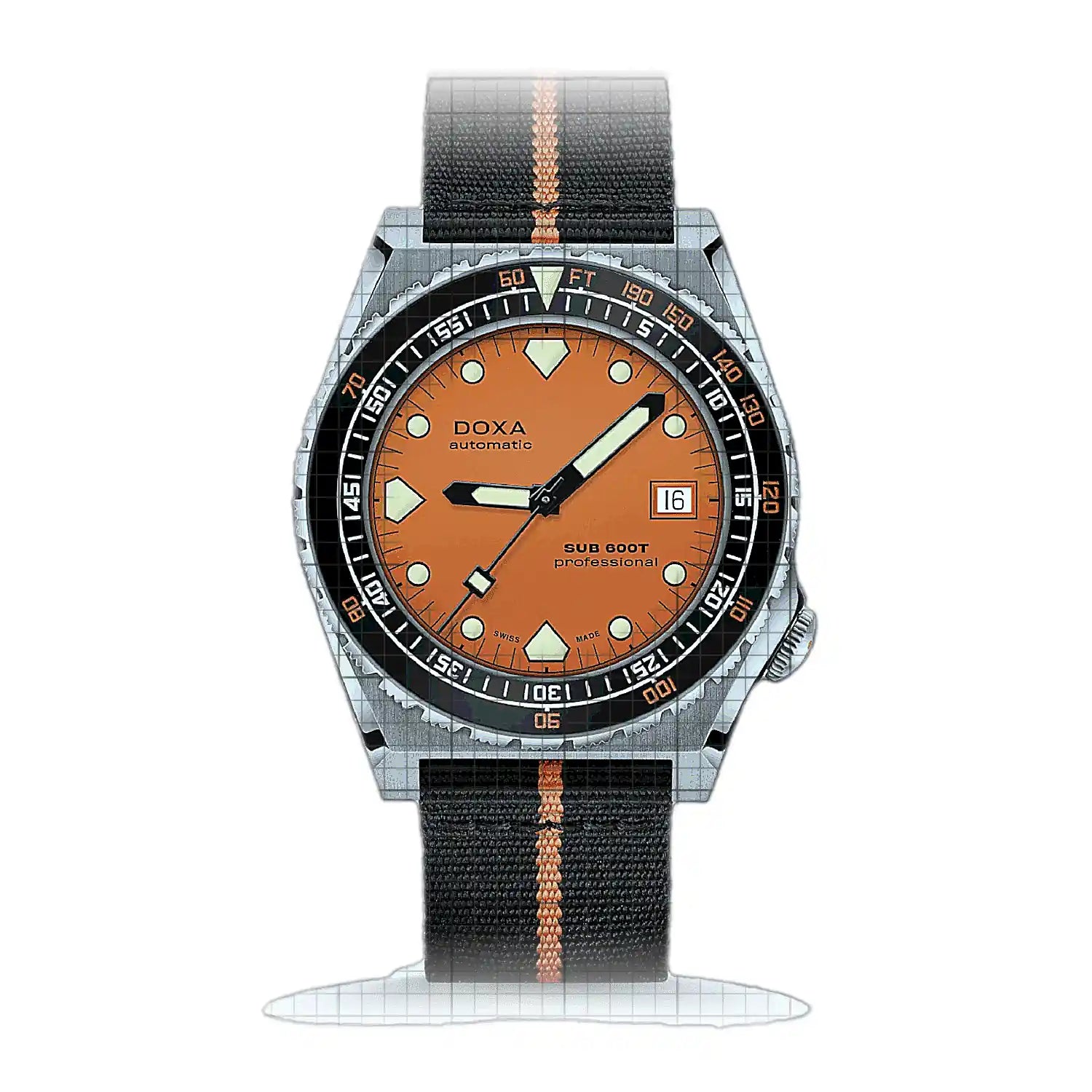 Doxa Sub 600T Professional 861.10.351.34-N Orange Dial Stainless steel 40mm Watch