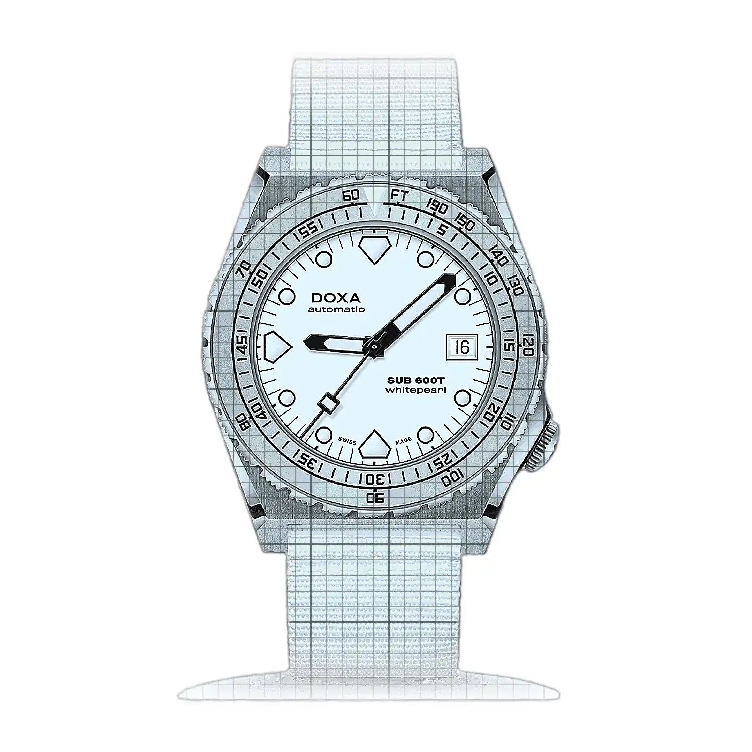 Doxa Sub 600T Whitepearl 862.10.011.23 Silver Dial Stainless steel 40mm Watch