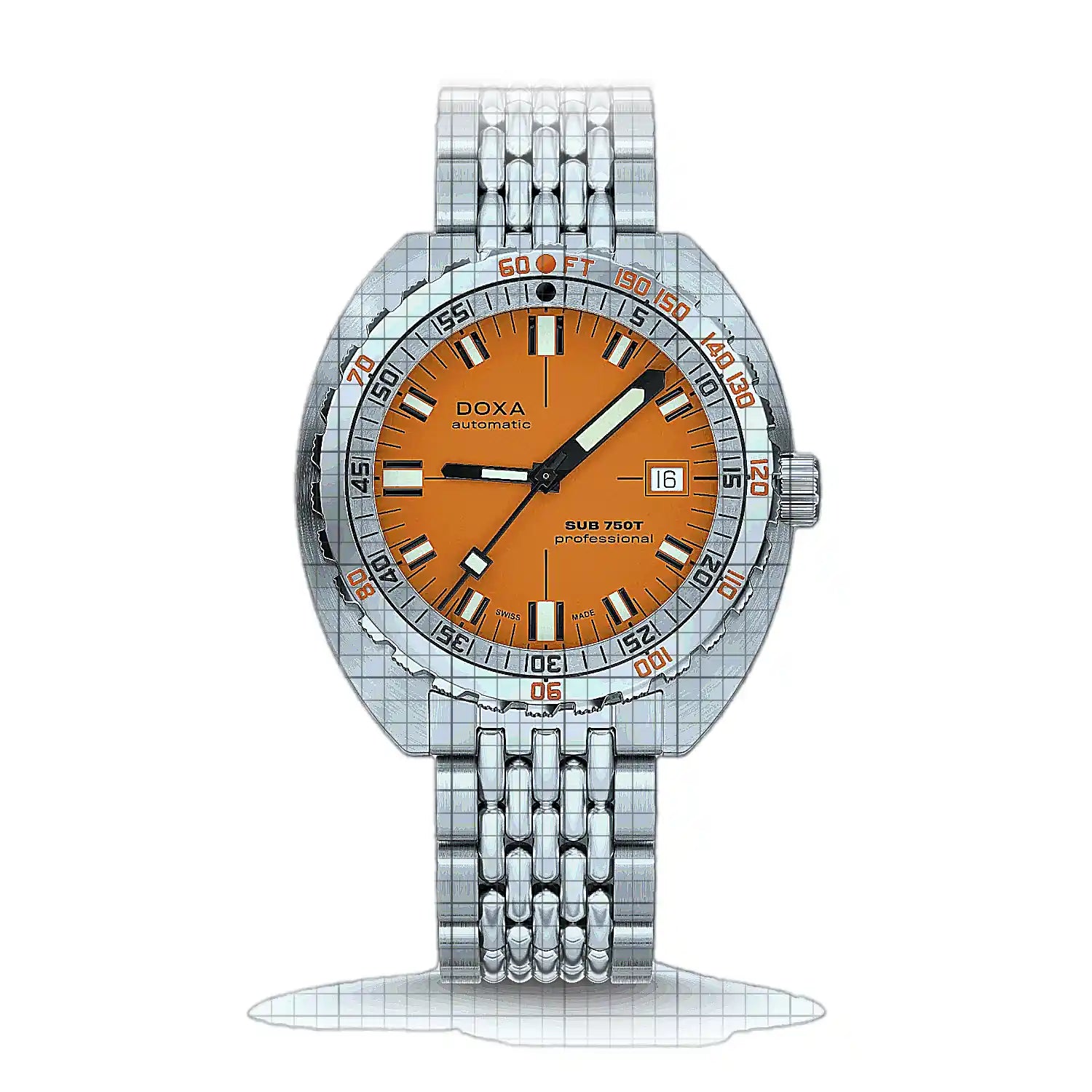Doxa Sub 750T Professional 825.10.351.10 Orange Dial Stainless steel 45mm Watch