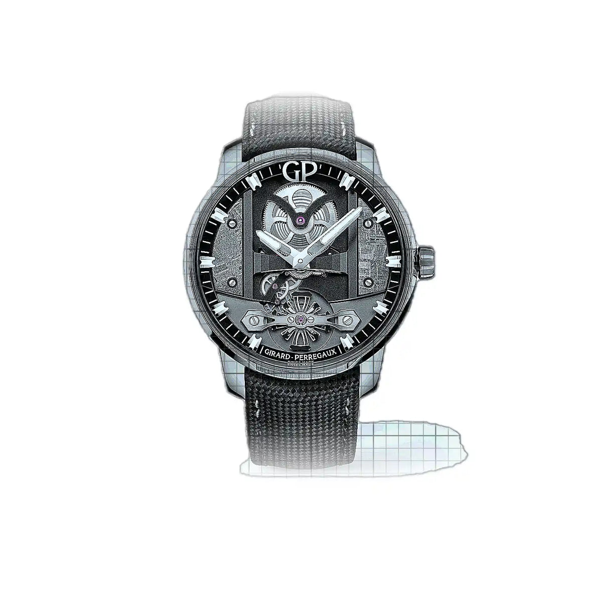 Girard-Perregaux Bridges 82000-11-3259-5CX Horloge met grijze wijzerplaat, roestvrij staal, 44 mm