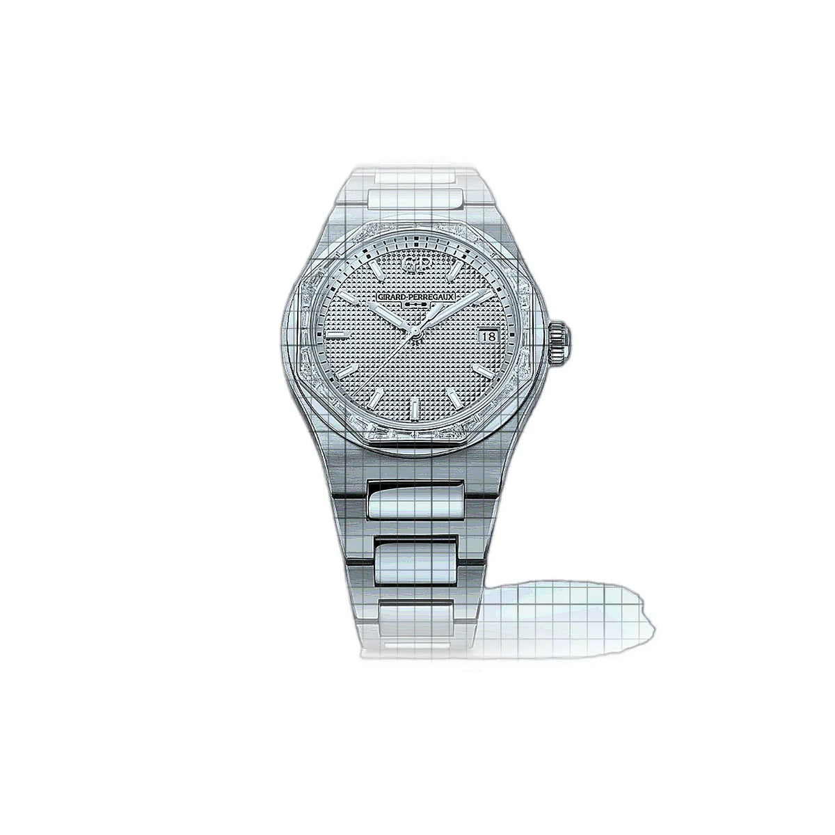 Girard-Perregaux Laureato 81005-58S3463-1CM Silber Zifferblatt Weiß goldfarben 38 mm Uhr