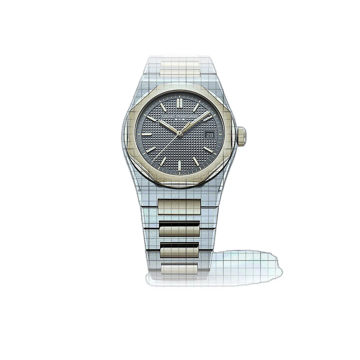 Girard-Perregaux Laureato 81008-63-3412-1CM Grijze wijzerplaat, geelgoud, roestvrij staal 39mm Horloge