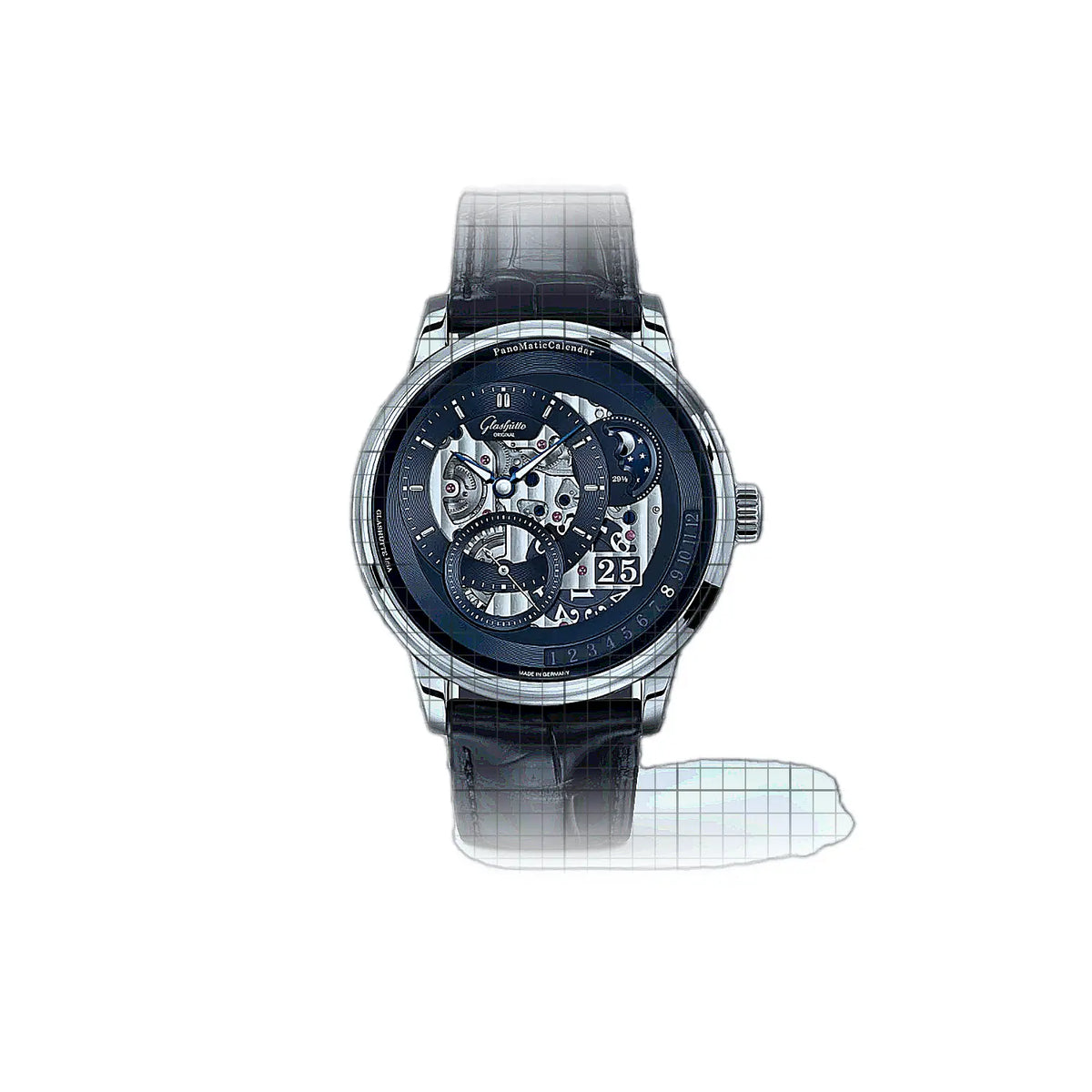 Glashütte Original Pano 1-92-11-01-03-61 Blaues Zifferblatt Platin 42 mm Uhr