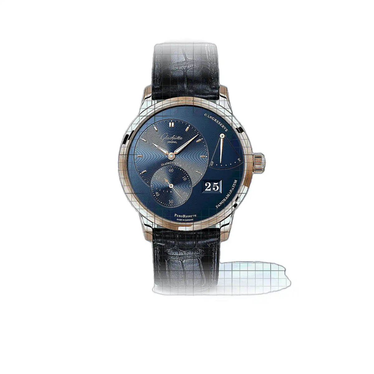 Montre Glashütte Original PanoReserve 1-65-01-04-15-30 à cadran bleu Or rose 40mm