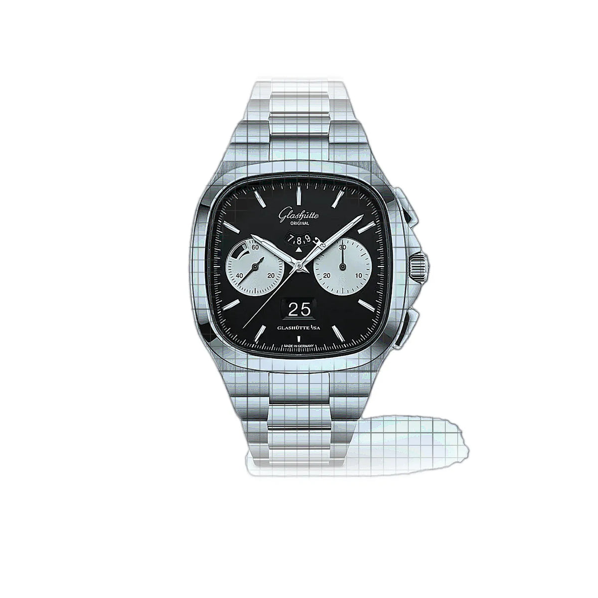 Glashütte Original Seventies 1-37-02-21-02-70 met zwarte wijzerplaat, roestvrij staal 40mm Horloge