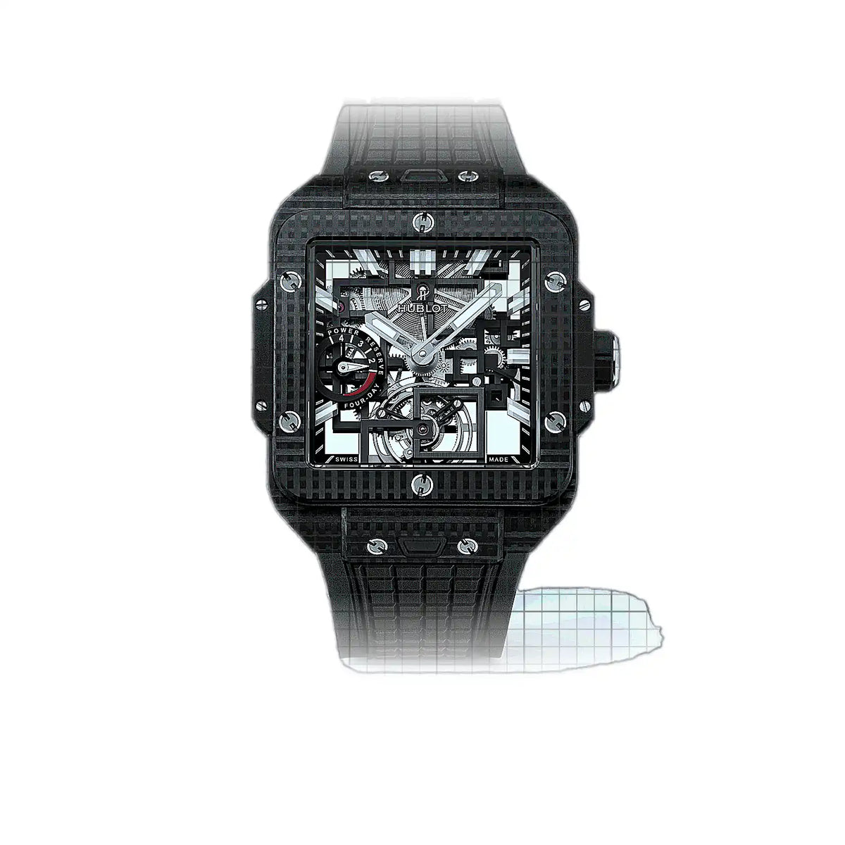 Montre Hublot Carré Bang 805.QD.0170.RX à cadran squelette Carbone, 42 mm