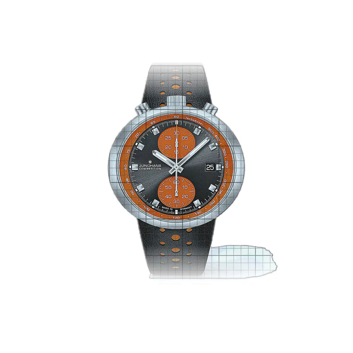 Montre Junghans 1972 027/4203 Noir Cadran en acier inoxydable, 41 mm