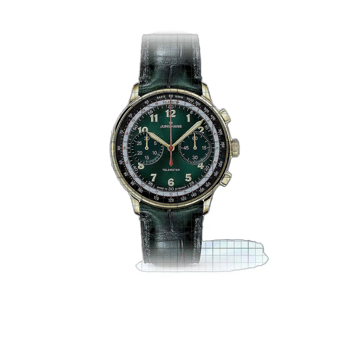Junghans Meister 027/5588.02 Vert Cadran en acier inoxydable, Or jaune, revêtement PVD Montre de 41 mm