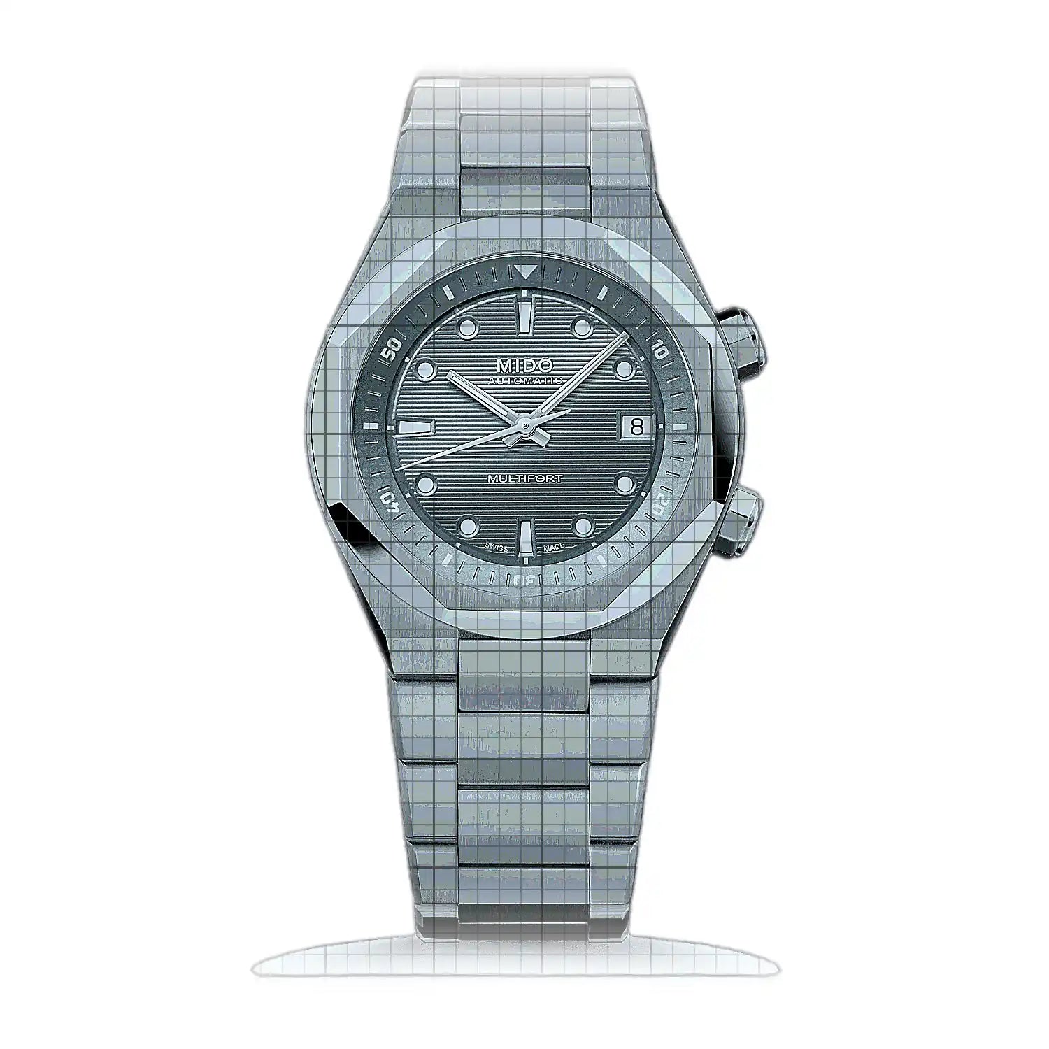 Mido Multifort 8 Two Crowns AU M047.507.11.081.00AU Grey Dial Stainless steel 40mm Watch
