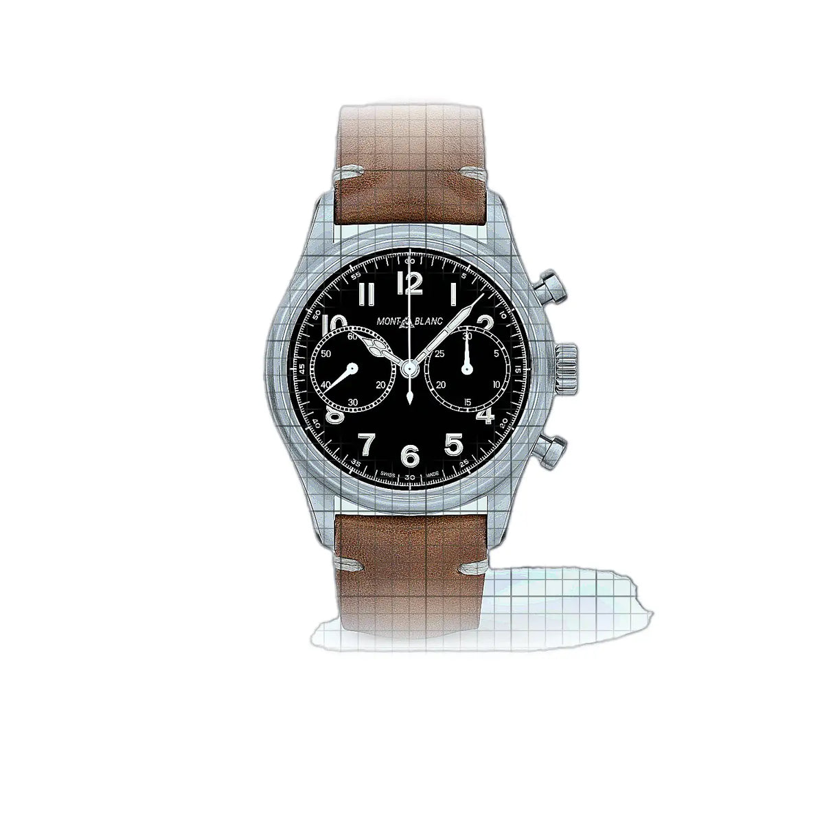 Montblanc 1858 MB117836 Horloge met zwarte wijzerplaat, roestvrij staal, 42 mm