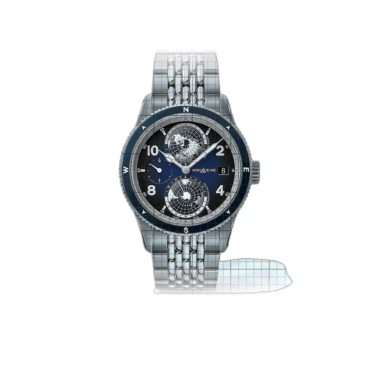 Montblanc 1858 MB125567 Horloge met blauwe wijzerplaat, titanium, 42 mm