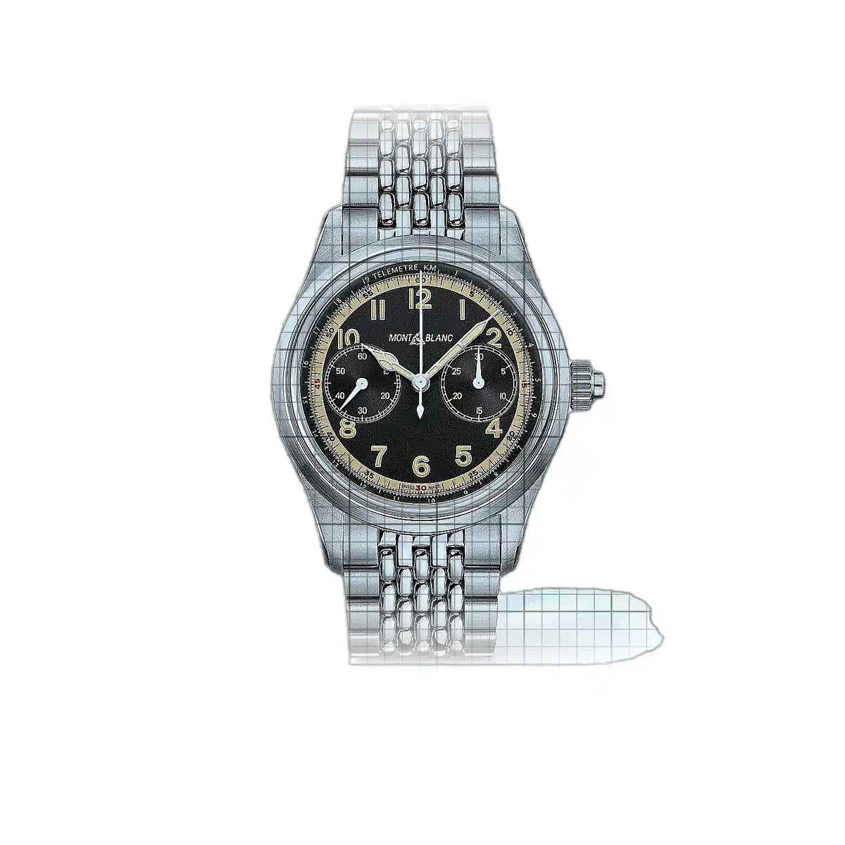Montre Montblanc 1858 MB125582 Noir Cadran en acier inoxydable, 42 mm