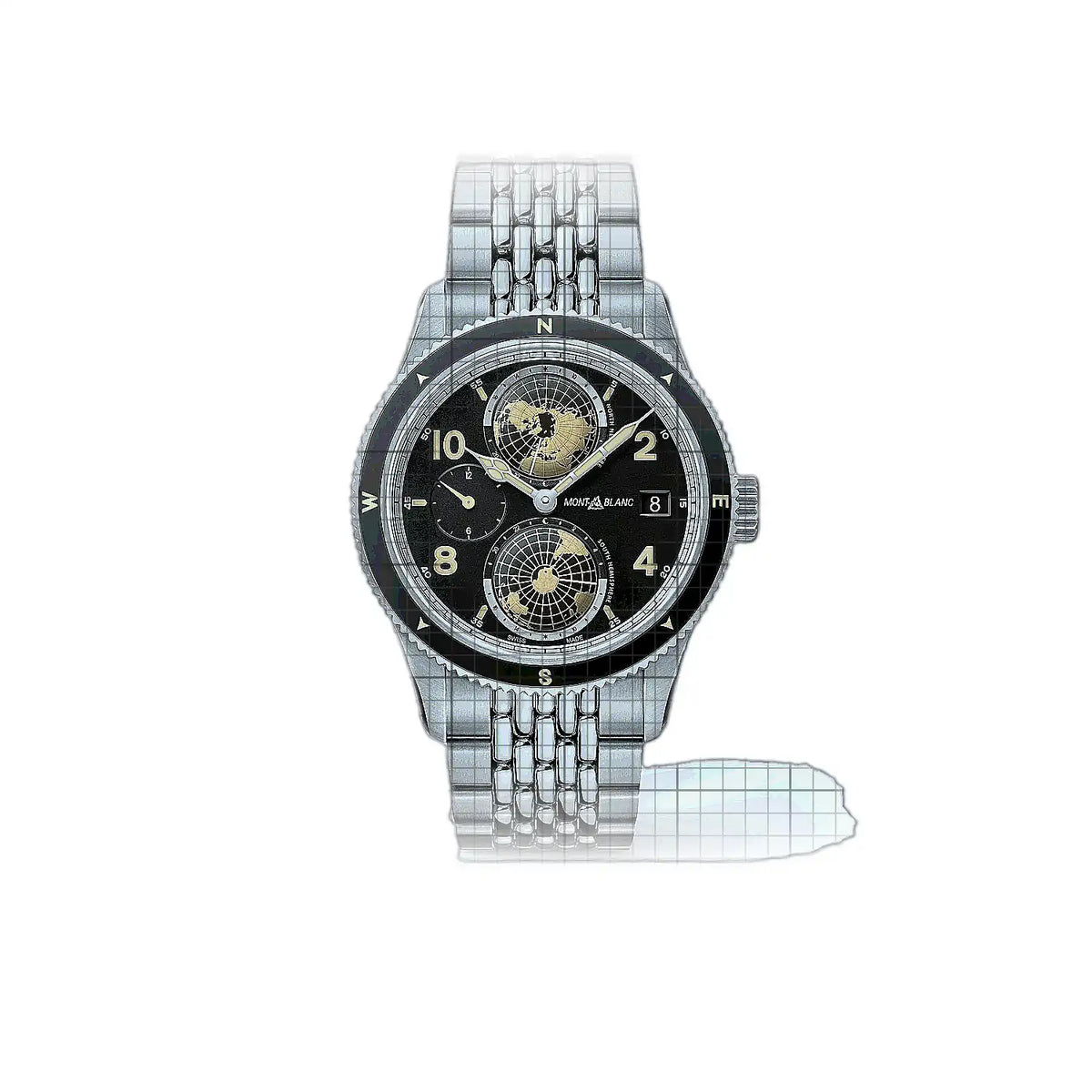 Montre Montblanc 1858 MB125872 Noir Cadran en acier inoxydable, 42 mm
