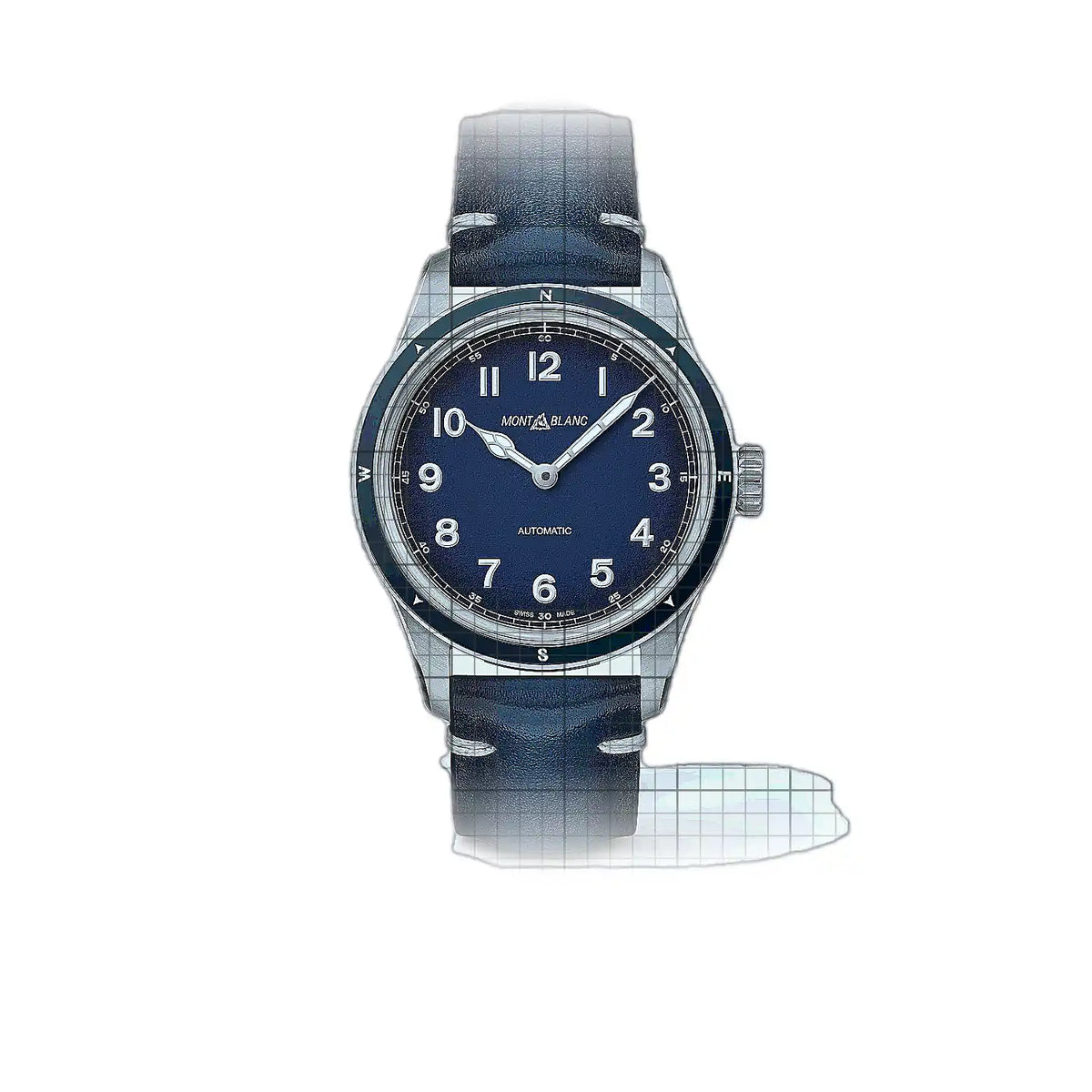 Montblanc 1858 MB126758 Blaues Zifferblatt, Edelstahl 40mm Uhr