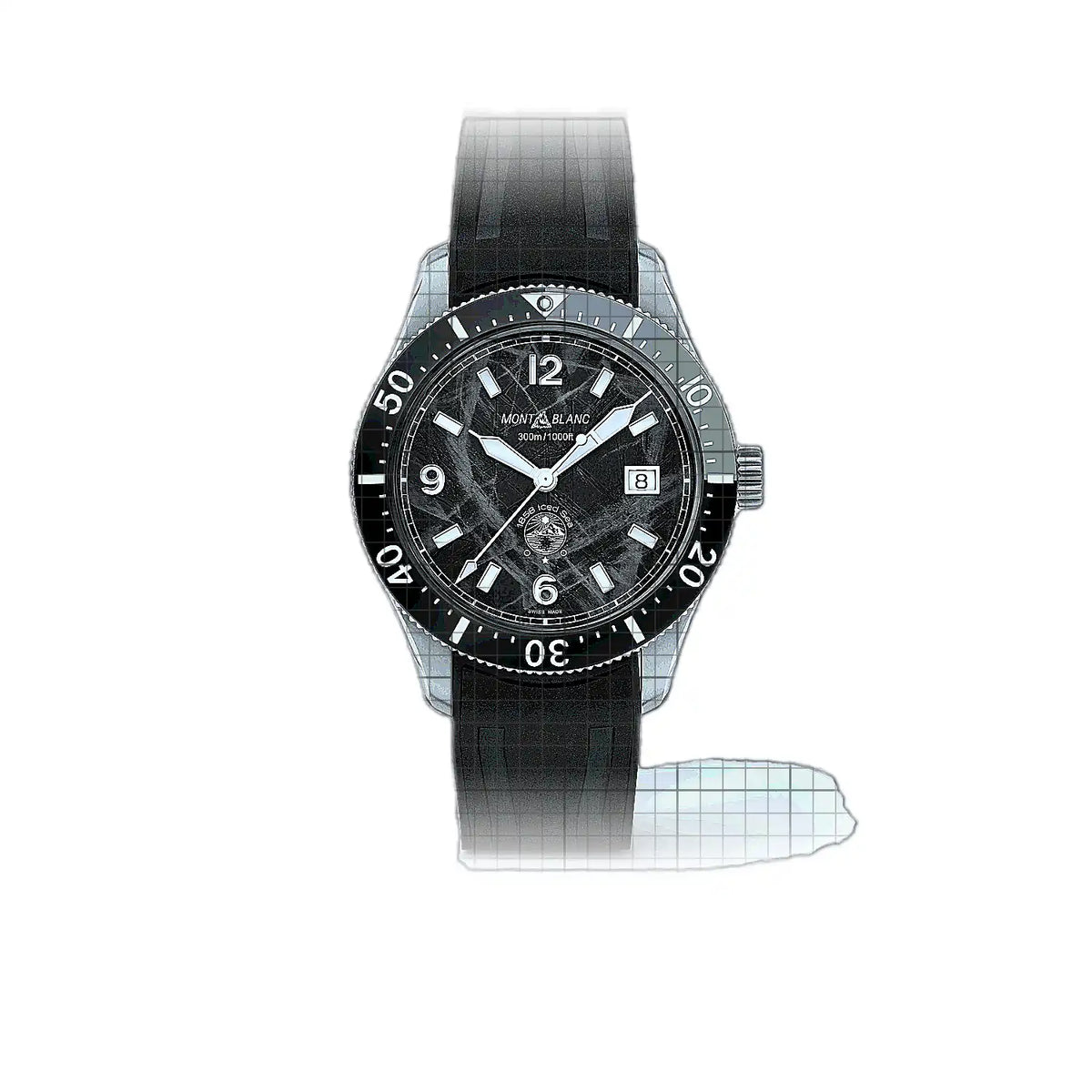 Montblanc 1858 MB129372 Schwarz Zifferblatt Edelstahl 41 mm Uhr