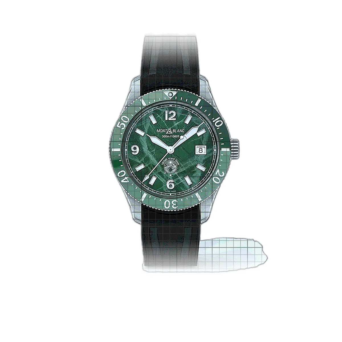 Montblanc 1858 MB129765 Horloge met groene wijzerplaat, roestvrij staal, 41 mm