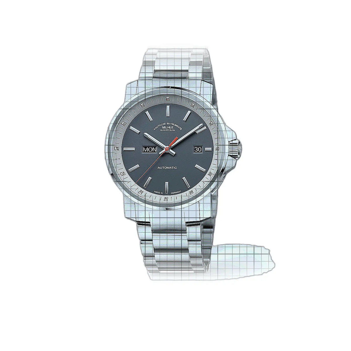 Mühle Glashütte 29er M1-25-34-200-MB Gris Montre à cadran en acier inoxydable, 42 mm