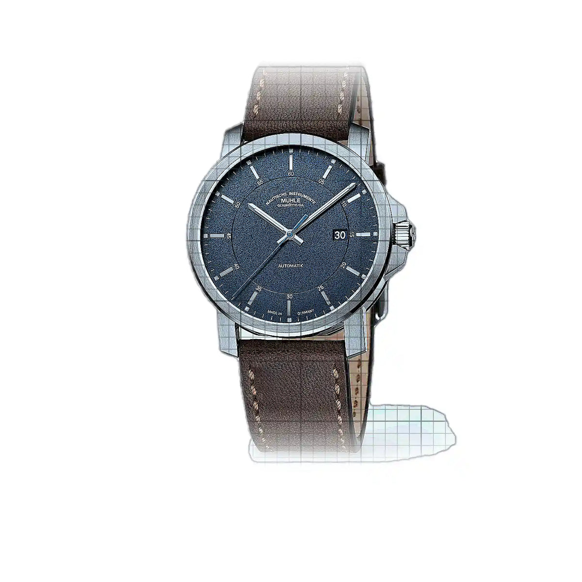 Montre Mühle Glashütte 29er M1-25-72-200-BV3, cadran bleu, acier inoxydable, 42 mm