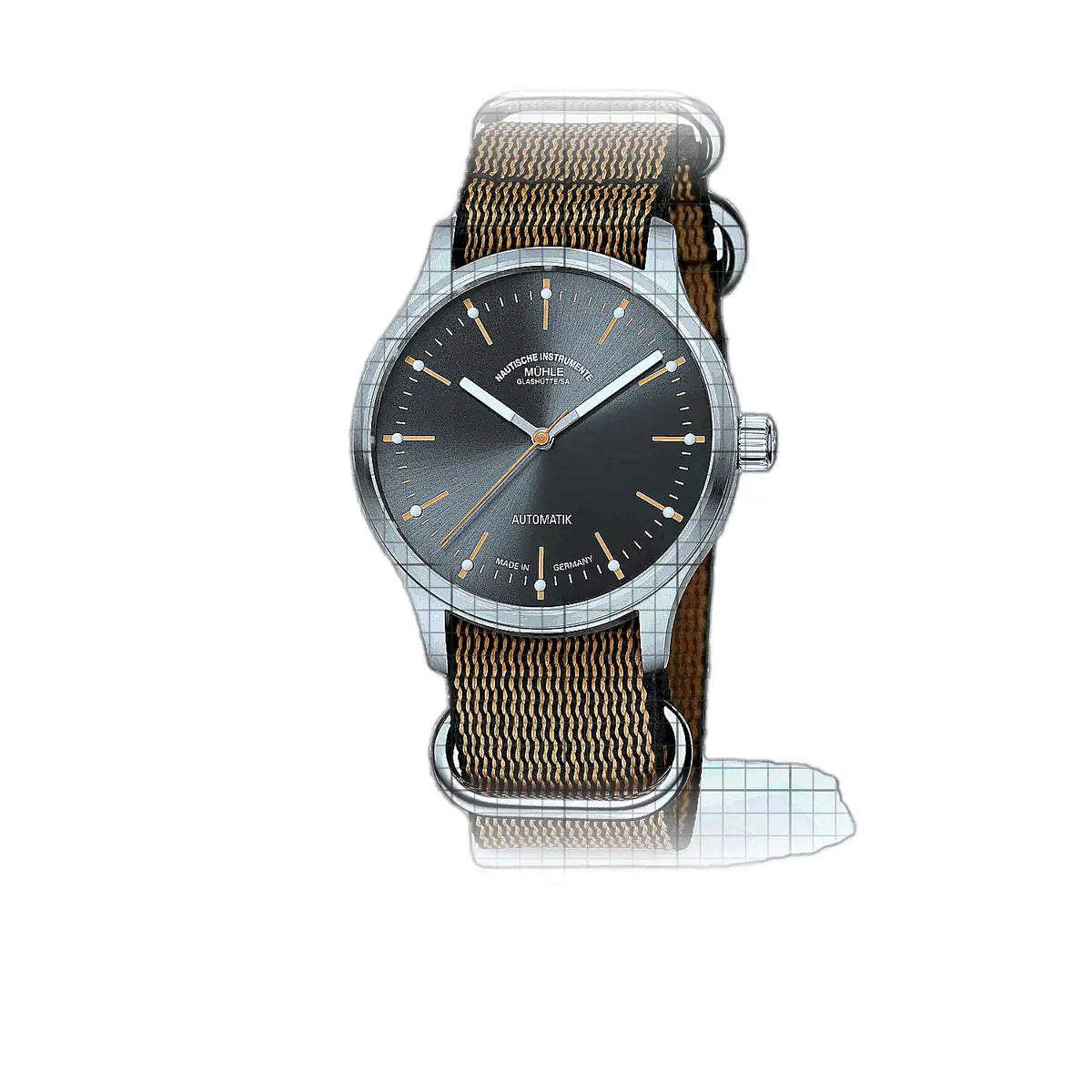 Mühle Glashütte Panova M1-40-75-200-NB-III Gris Cadran en acier inoxydable 40mm Montre