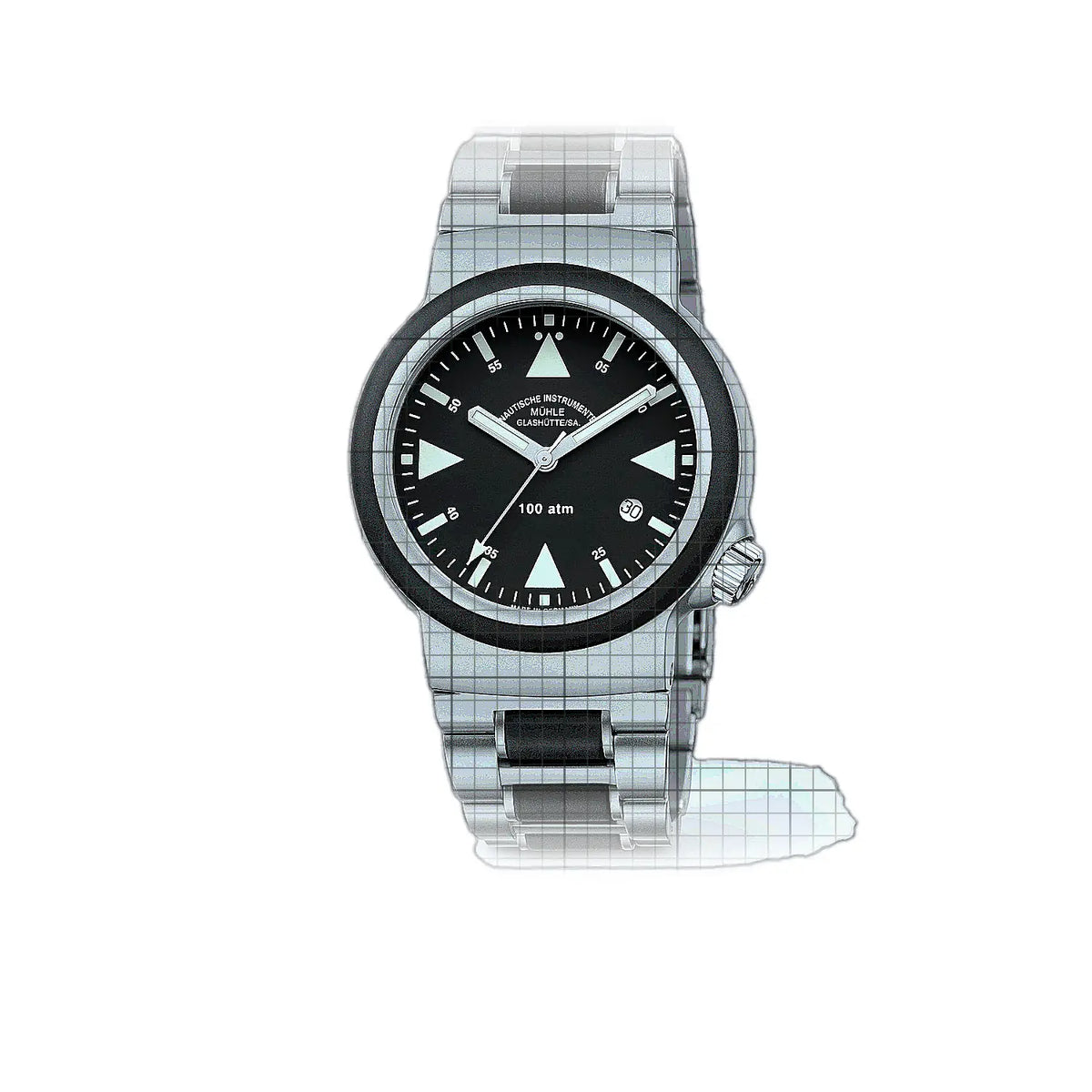 Mühle Glashütte S.A.R. Rescue-Timer M1-41-03-200-MB Noir Cadran en acier inoxydable, 42 mm