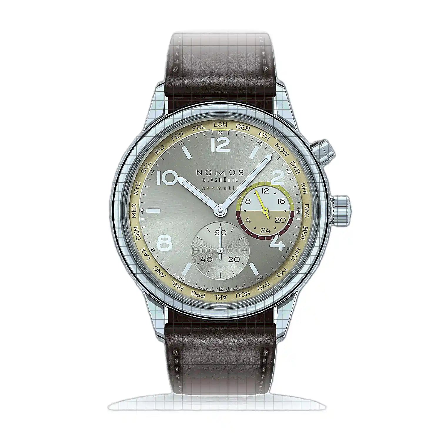 Nomos Glashutte Club Sport neomatik Weltzeit Reverie 790.S11 Champagne Dial Stainless steel 40mm Watch