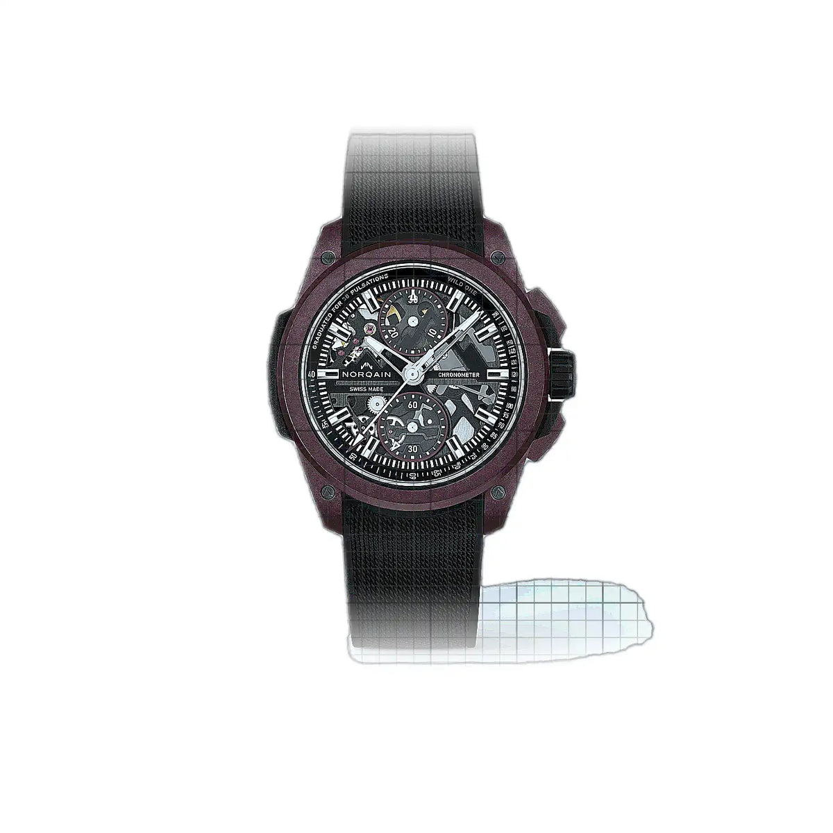 Norqain Independence N3002.40Q02.B01.R01 horloge met skeletwijzerplaat en Norteq-mechanisme, 42 mm