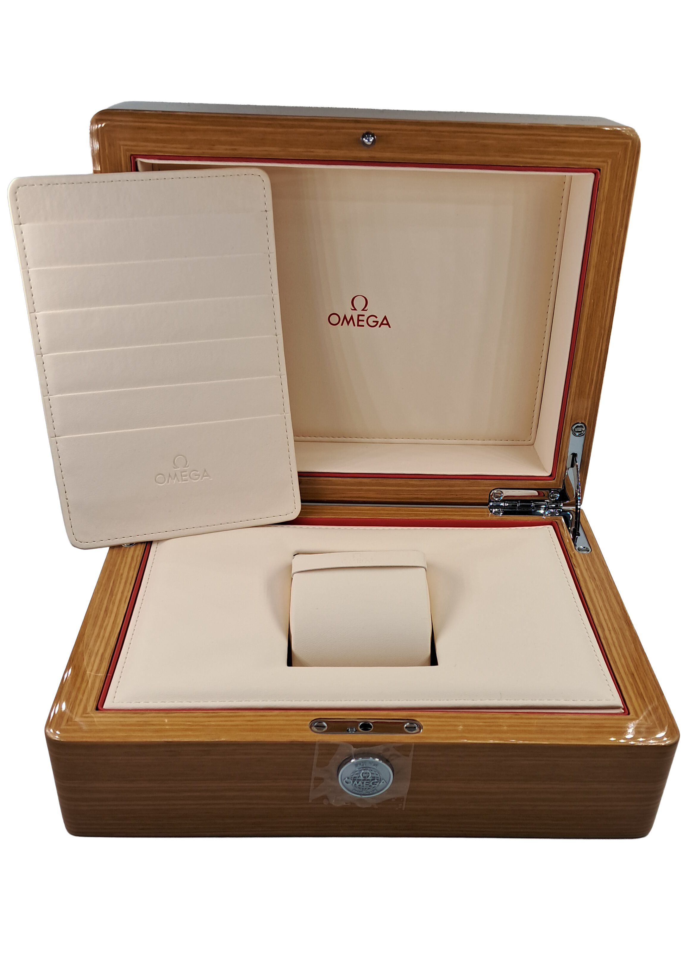 Omega Wooden Watch Box with Pillow and Card holder