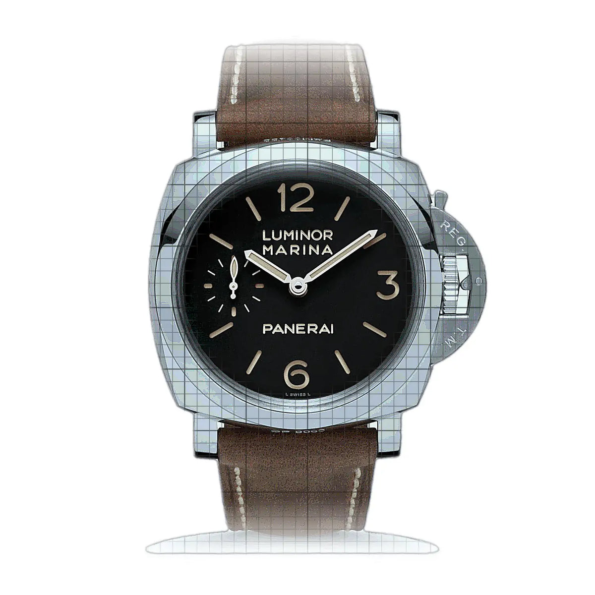 Panerai Luminor PAM00422 Horloge met zwarte wijzerplaat, roestvrij staal, 47 mm