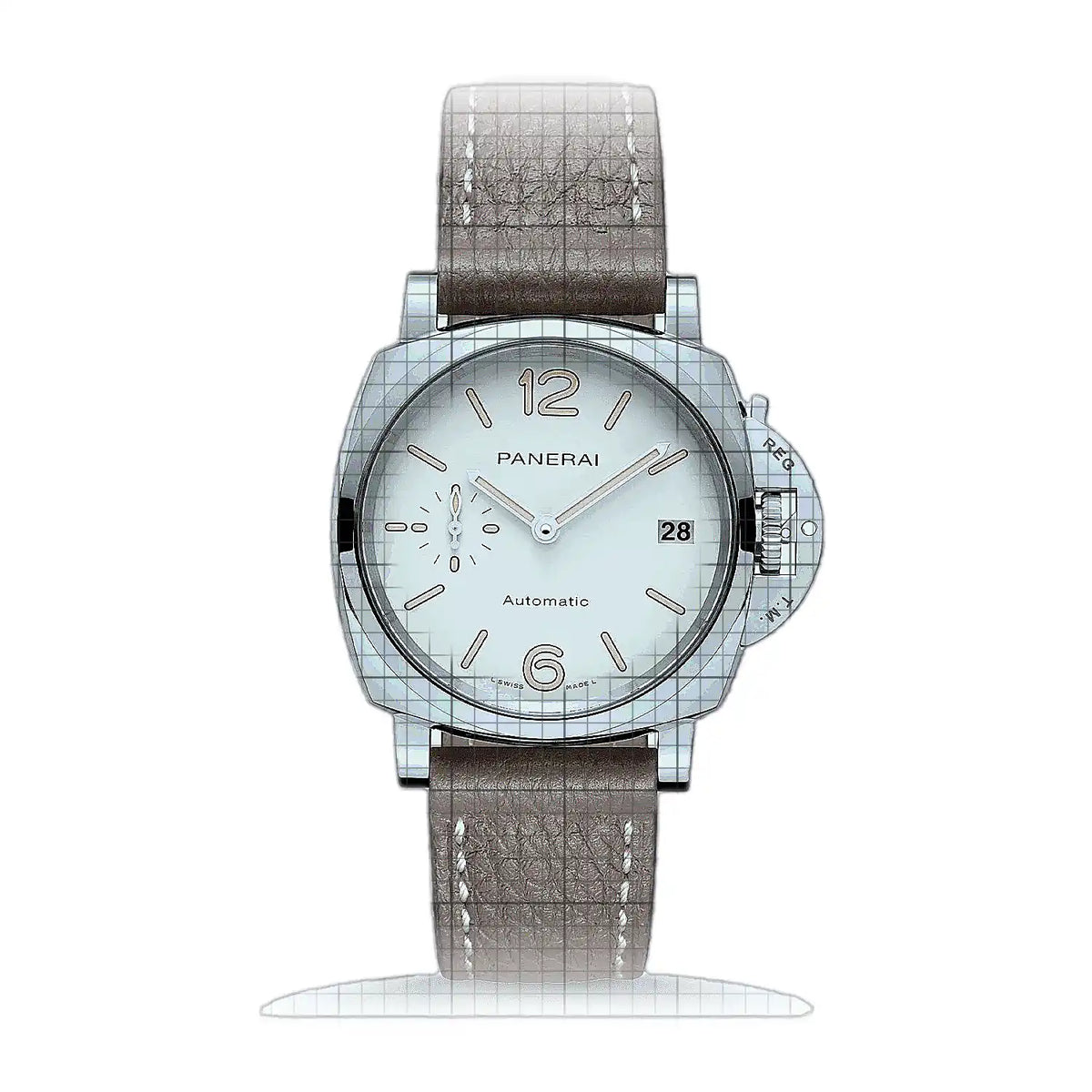 Montre Panerai Luminor PAM01043 Blanc Cadran en acier inoxydable, 38 mm