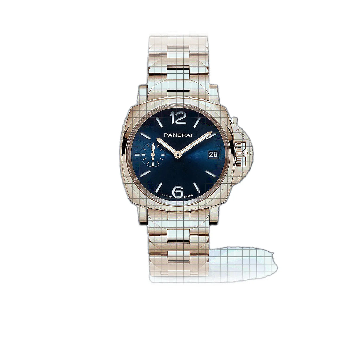 Montre Panerai Luminor PAM01182 à cadran bleu Or rose, 38 mm